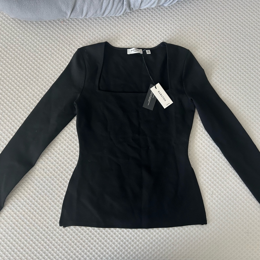 Aritzia Elegant Black Long Sleeve Top